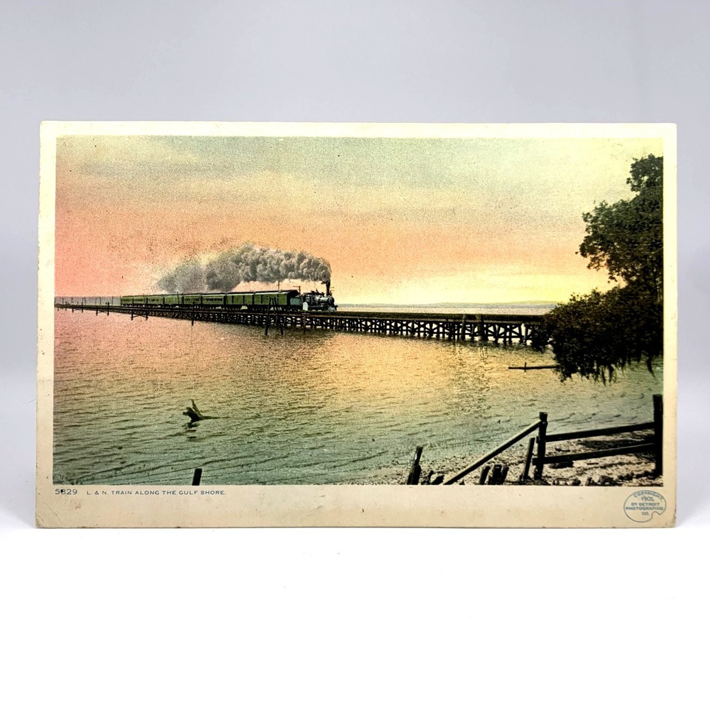 1908 L&N Railroad Postcard Gulf Shore Train Louisville & Nashville Scenic Route